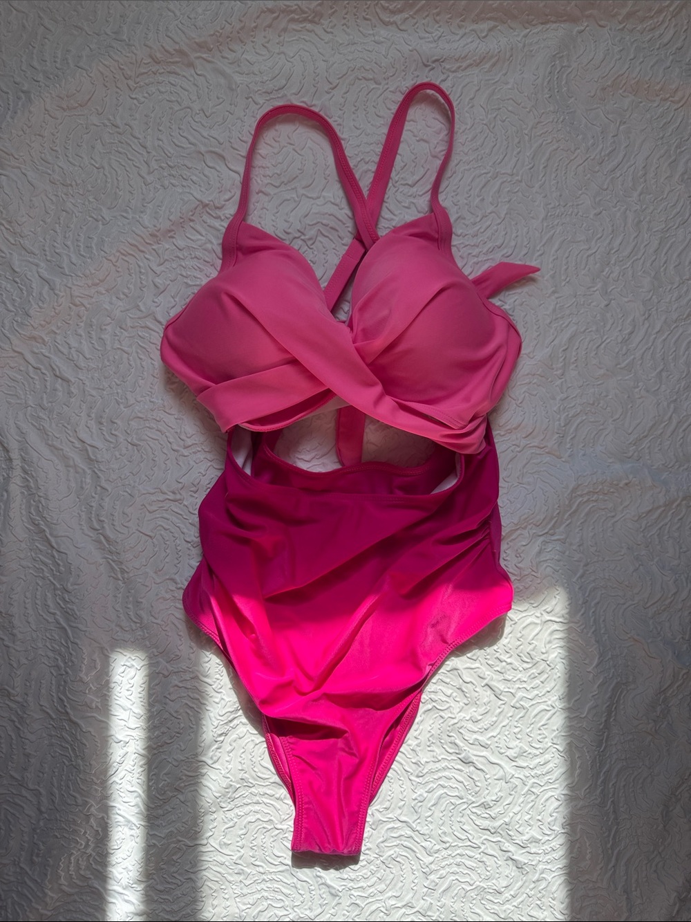 Twist-Front Pink One-Piece Swimsuit with Supportive Cups